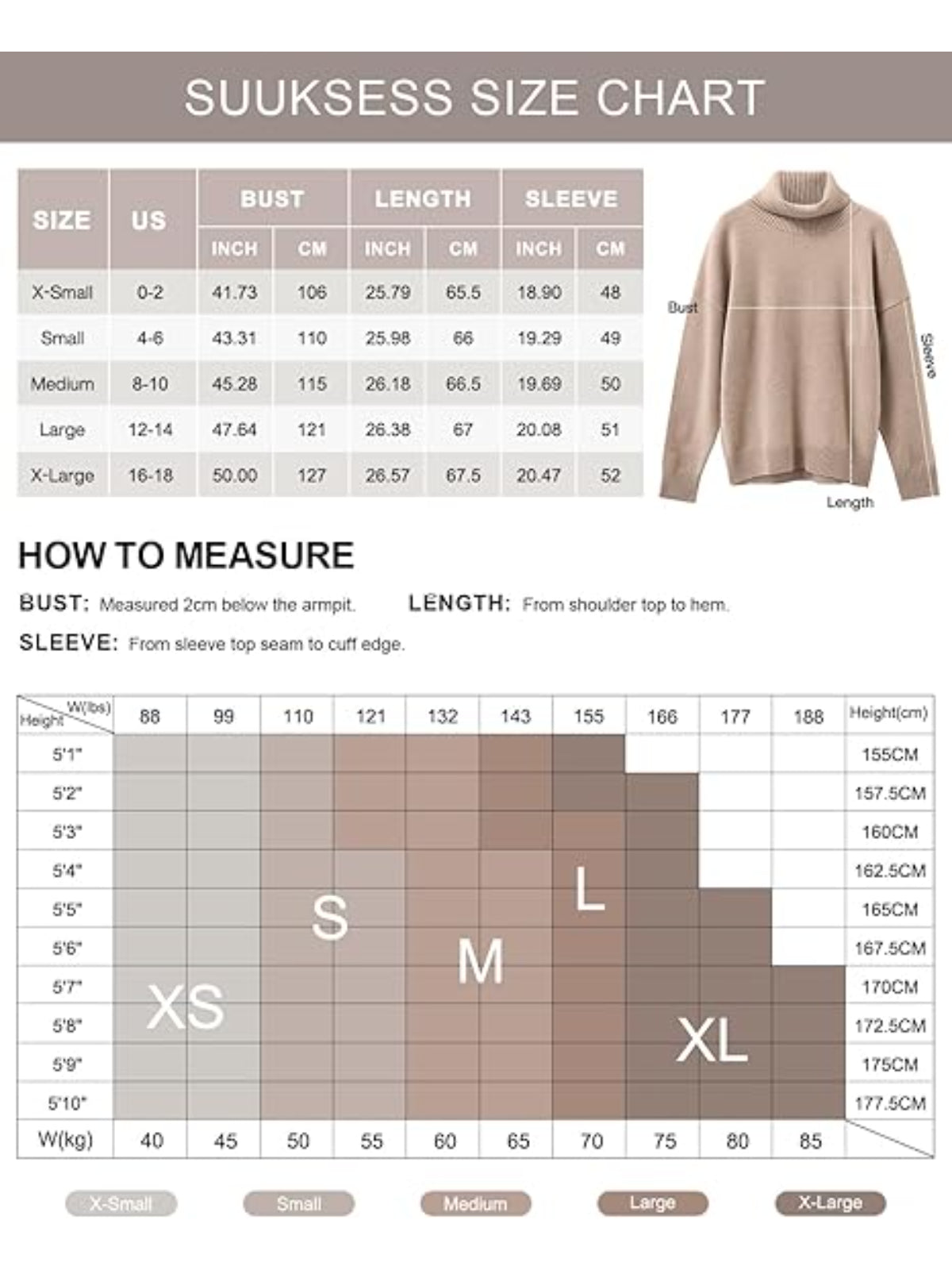 Women’s 100% Cashmere Oversized Turtleneck Sweater – Chunky Knit Pullover Jumper