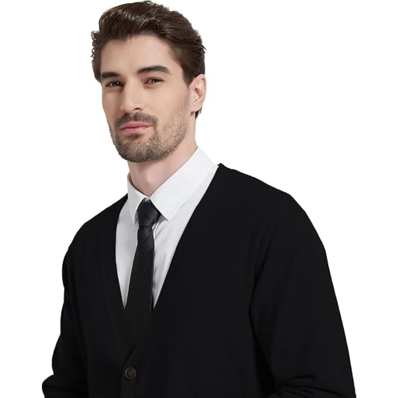 Men's Cardigan Sweater, 100% Cashmere V-Neck Button-Front Cardigan with Pockets