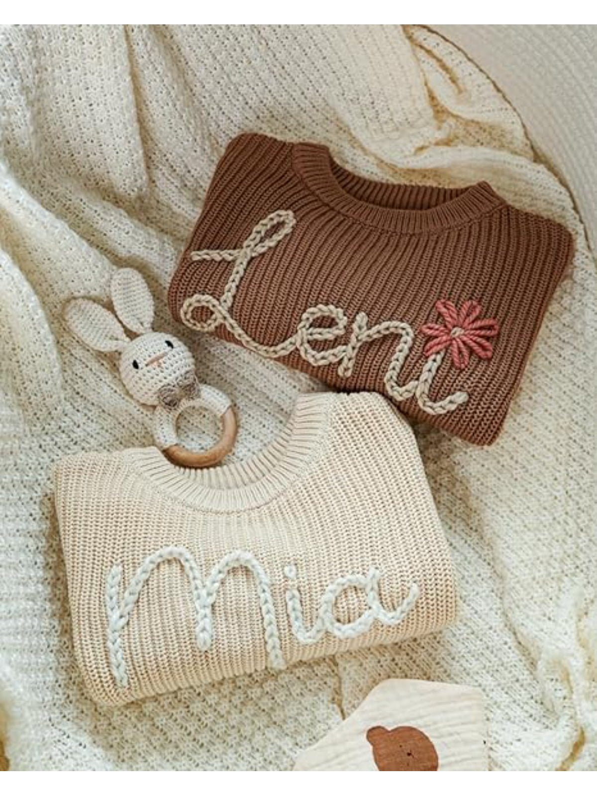 Made-to-Order 100% Cashmere Hand-Embroidered Name Jumper — Luxury Kids Sweater