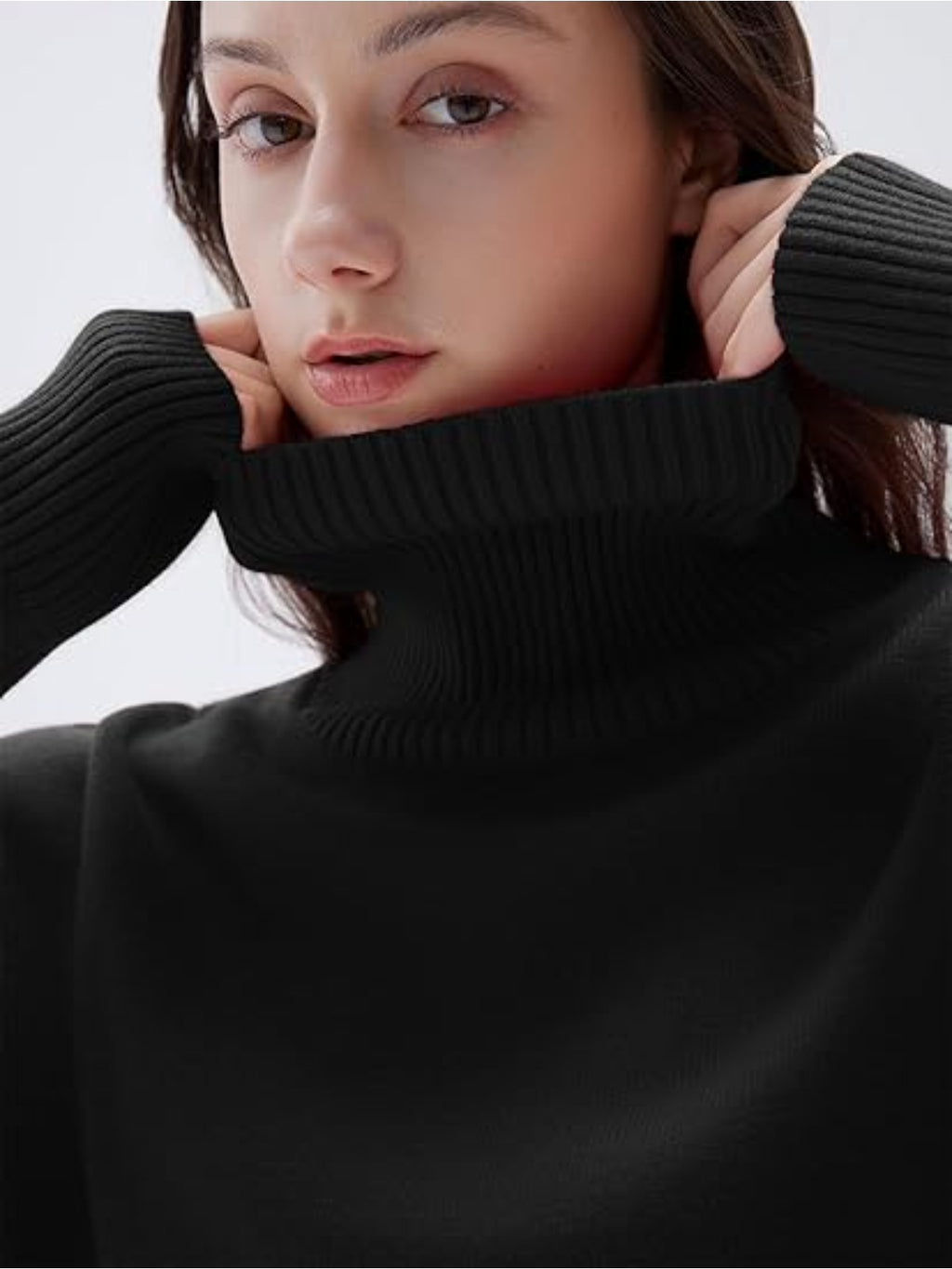 Women’s 100% Cashmere Oversized Turtleneck Sweater – Chunky Knit Pullover Jumper