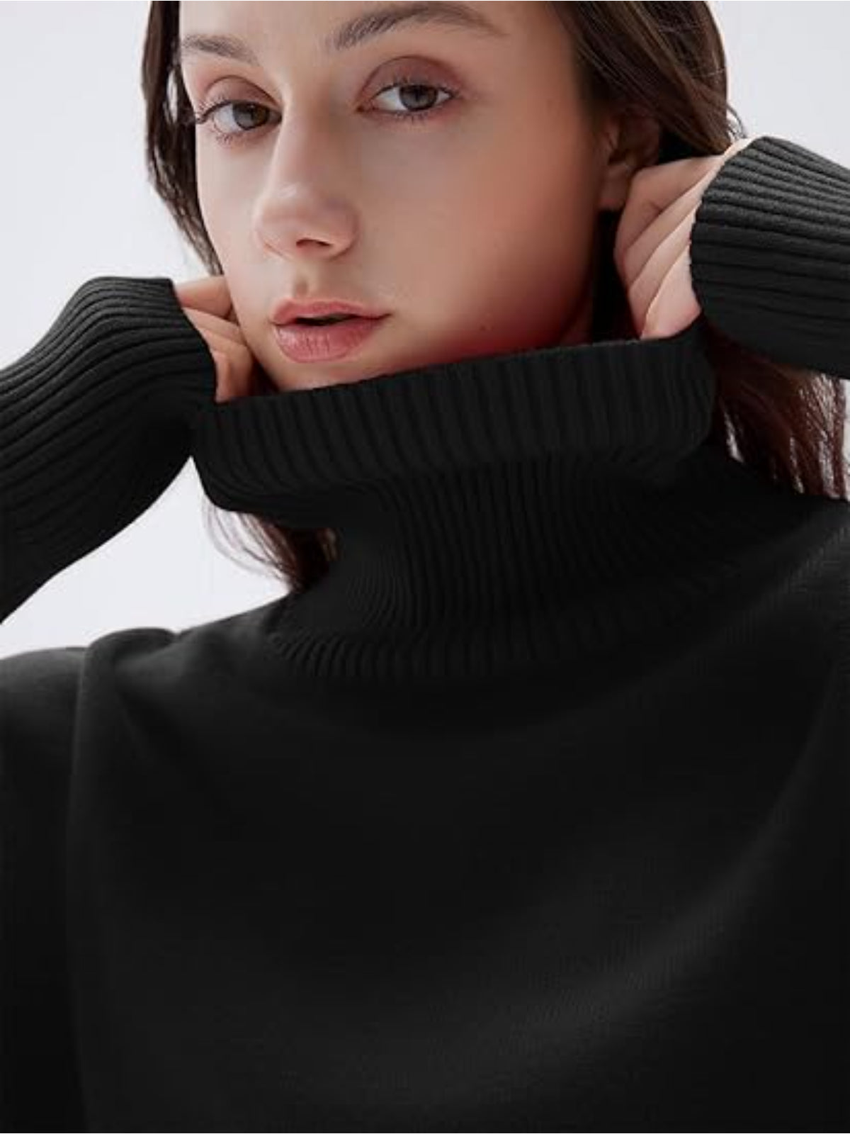 Women’s 100% Cashmere Oversized Turtleneck Sweater – Chunky Knit Pullover Jumper