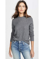 Women's Heather Grey 100% Cashmere Crew Sweater - Sanni Style, Customizable (Large)