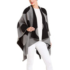 Women's Shawl Wrap Poncho Ruana Cape Cardigan Sweater Open Front for Fall Winter