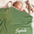 Luxury 100% Cashmere Personalized Baby Blanket — Hand-Embroidered Name, 30×40in Newborn Gift