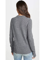 Women's Heather Grey 100% Cashmere Crew Sweater - Sanni Style, Customizable (Large)