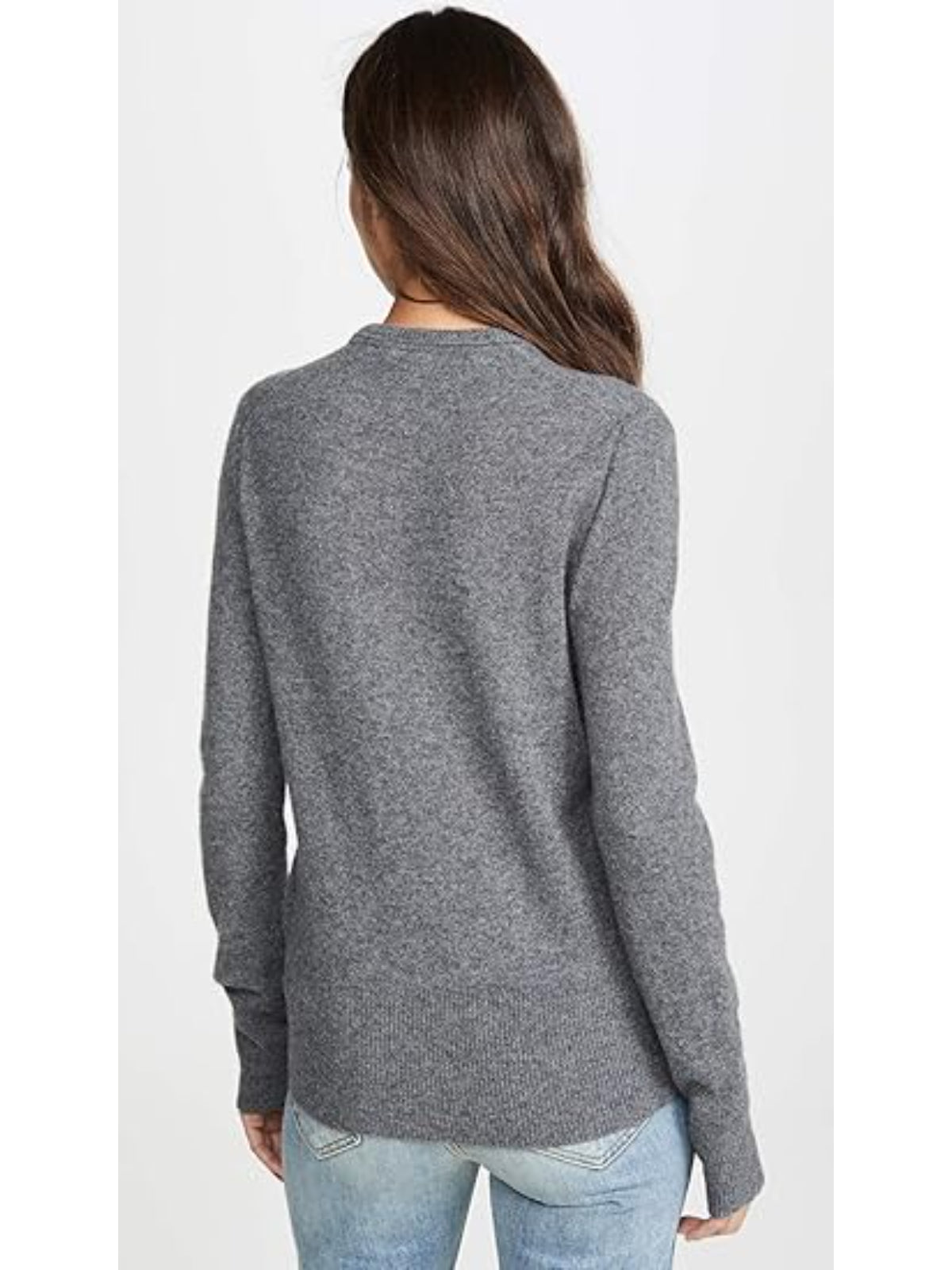 Women's Heather Grey 100% Cashmere Crew Sweater - Sanni Style, Customizable (Large)