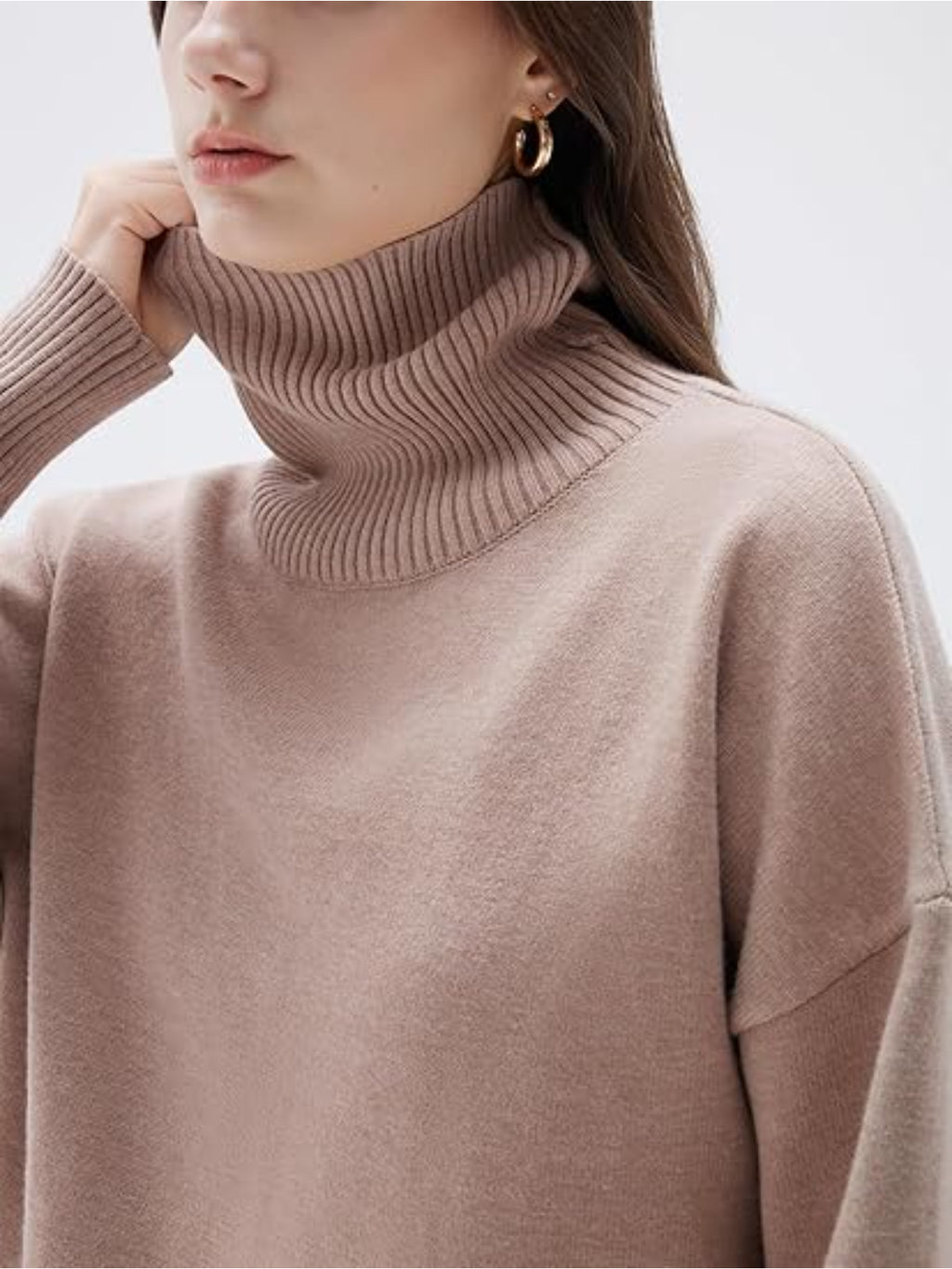 Women’s 100% Cashmere Oversized Turtleneck Sweater – Chunky Knit Pullover Jumper