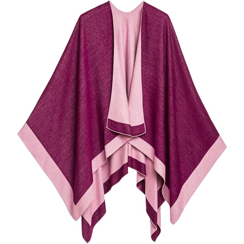 Women's Shawl Wrap Poncho Ruana Cape Cardigan Sweater Open Front for Fall Winter