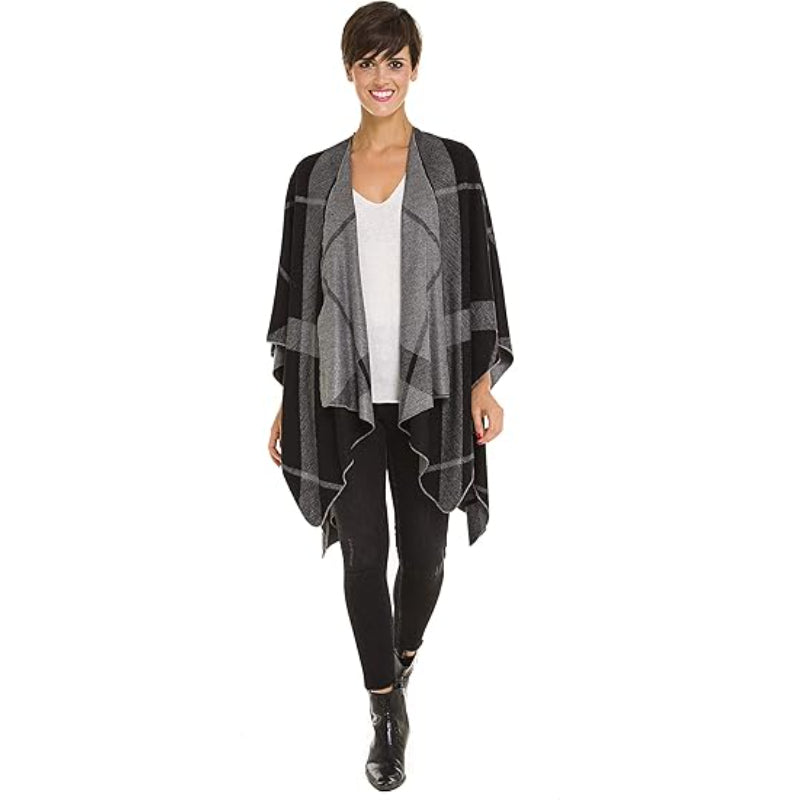 Women's Shawl Wrap Poncho Ruana Cape Cardigan Sweater Open Front for Fall Winter