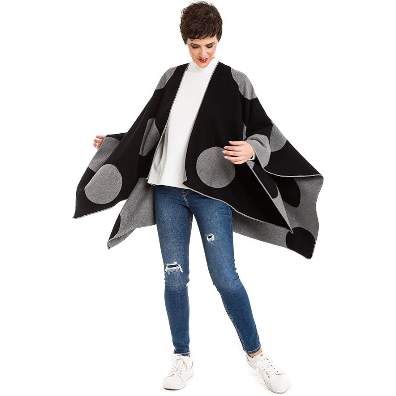 Women's Shawl Wrap Poncho Ruana Cape Cardigan Sweater Open Front for Fall Winter