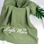 Luxury 100% Cashmere Personalized Baby Blanket — Hand-Embroidered Name, 30×40in Newborn Gift