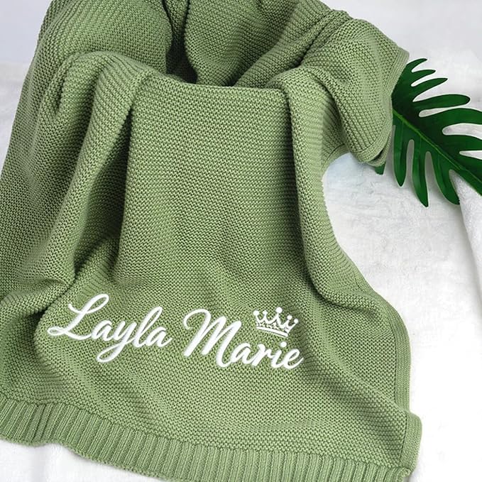 Luxury 100% Cashmere Personalized Baby Blanket — Hand-Embroidered Name, 30×40in Newborn Gift