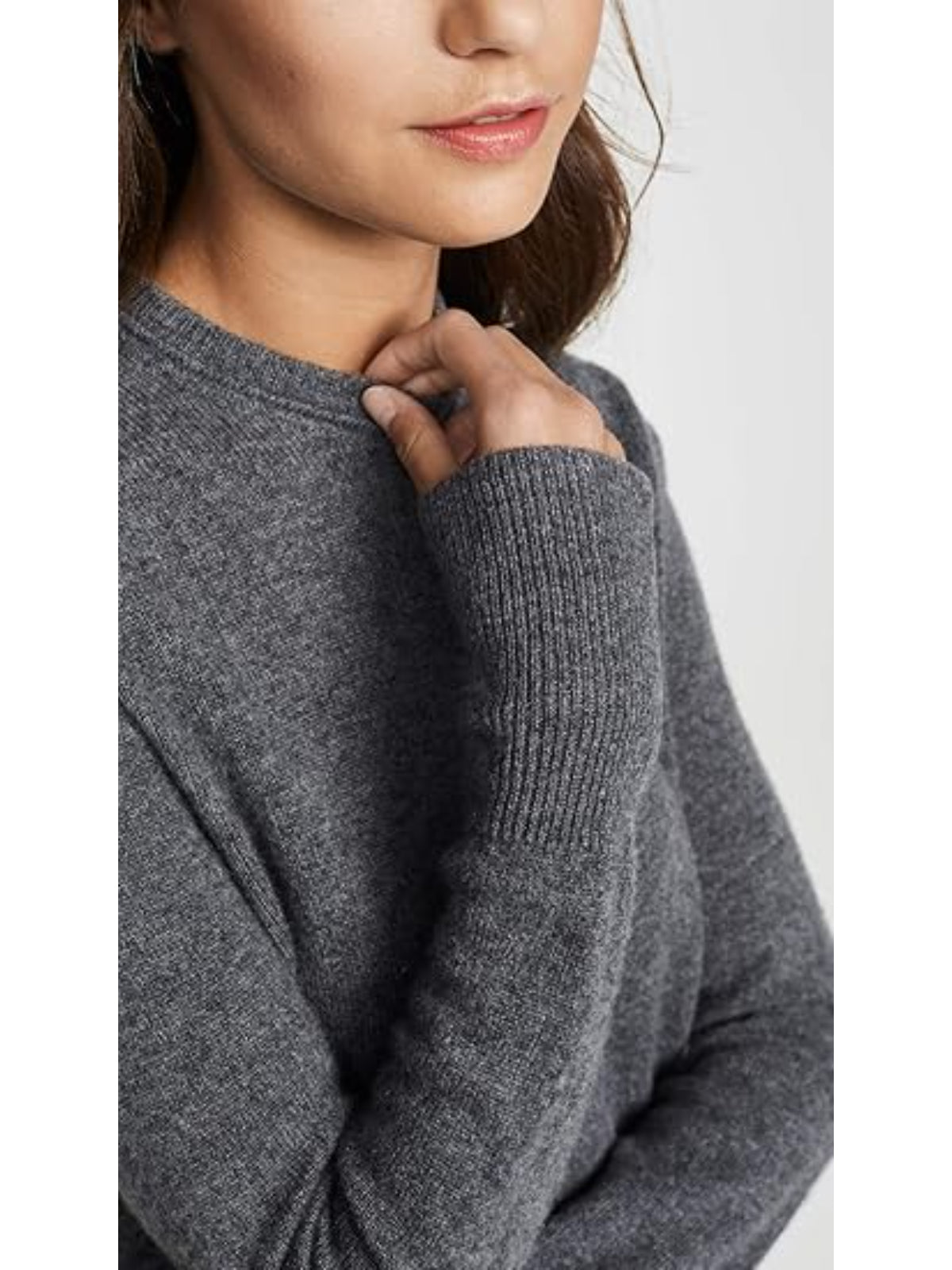 Women's Heather Grey 100% Cashmere Crew Sweater - Sanni Style, Customizable (Large)