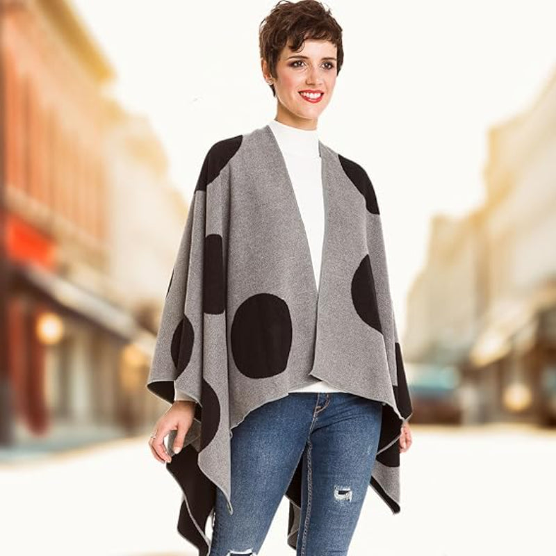 Women's Shawl Wrap Poncho Ruana Cape Cardigan Sweater Open Front for Fall Winter