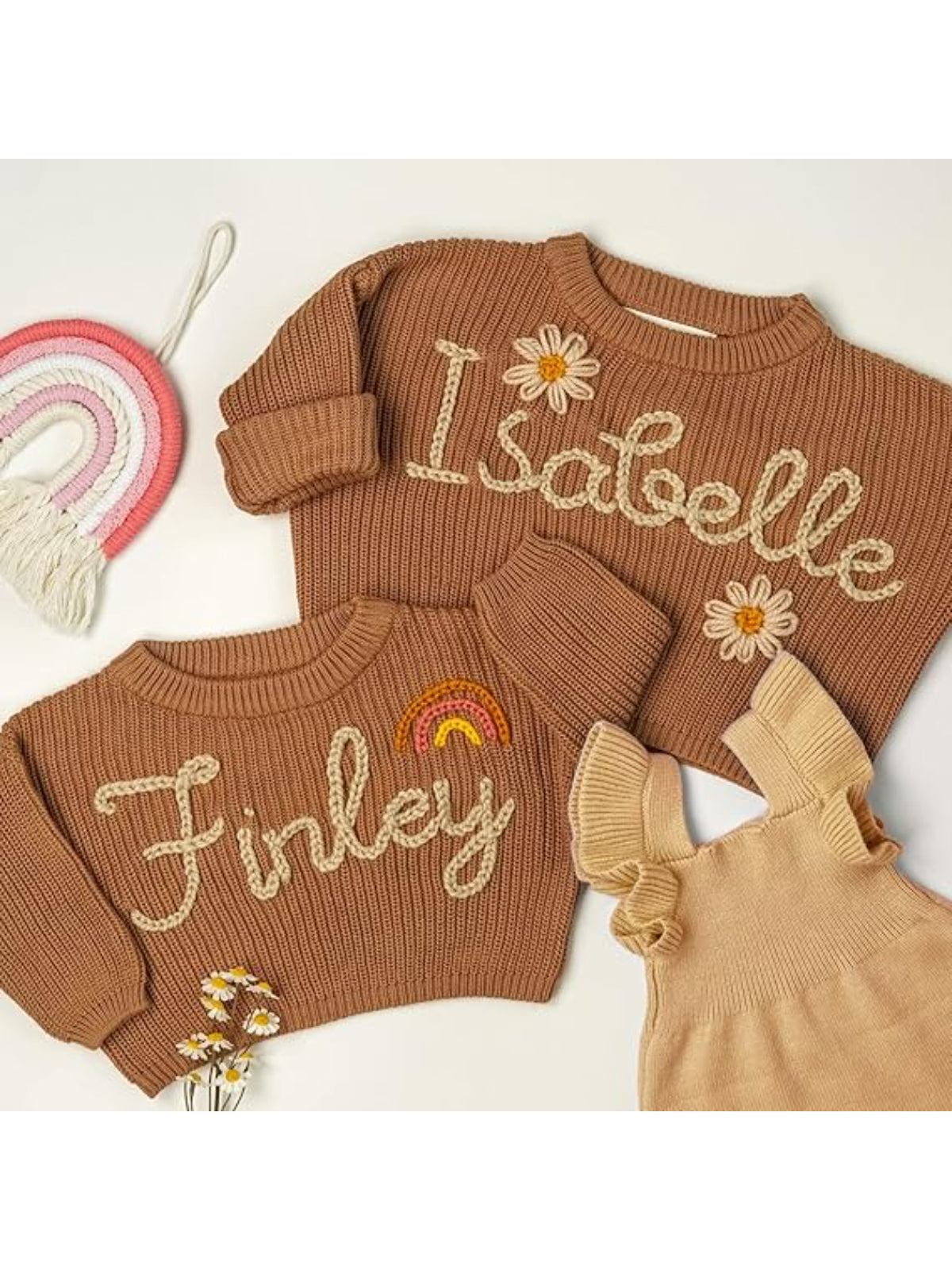 Made-to-Order 100% Cashmere Hand-Embroidered Name Jumper — Luxury Kids Sweater