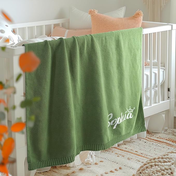 Luxury 100% Cashmere Personalized Baby Blanket — Hand-Embroidered Name, 30×40in Newborn Gift