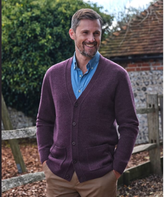 Mens Cashmere V Neck Cardigan