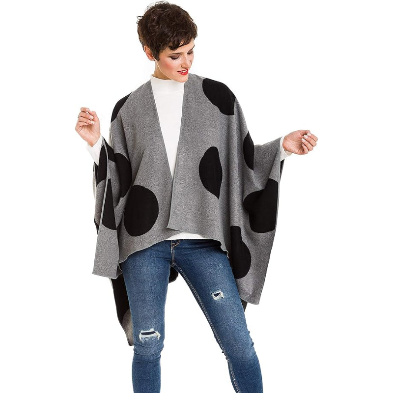 Women's Shawl Wrap Poncho Ruana Cape Cardigan Sweater Open Front for Fall Winter