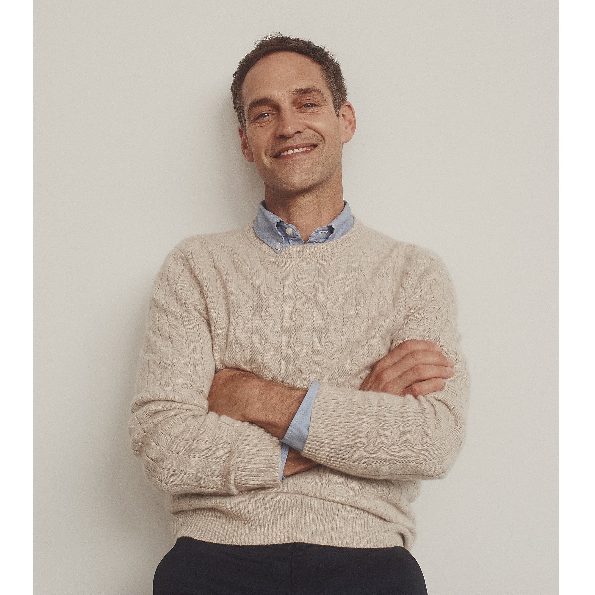 Classic Cashmere Cable-Knit Sweater — 100% Cashmere, Custom Fit & Name Embroidery