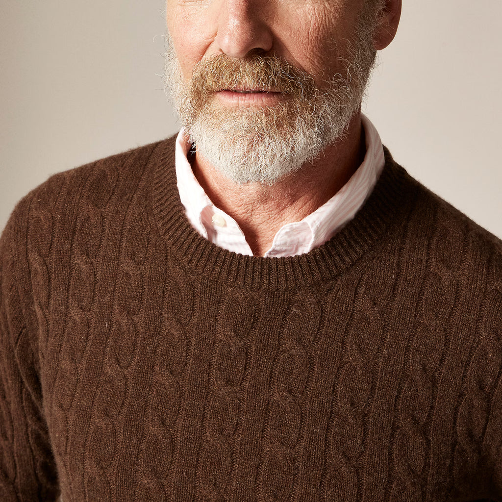 Classic Cashmere Cable-Knit Sweater — 100% Cashmere, Custom Fit & Name Embroidery