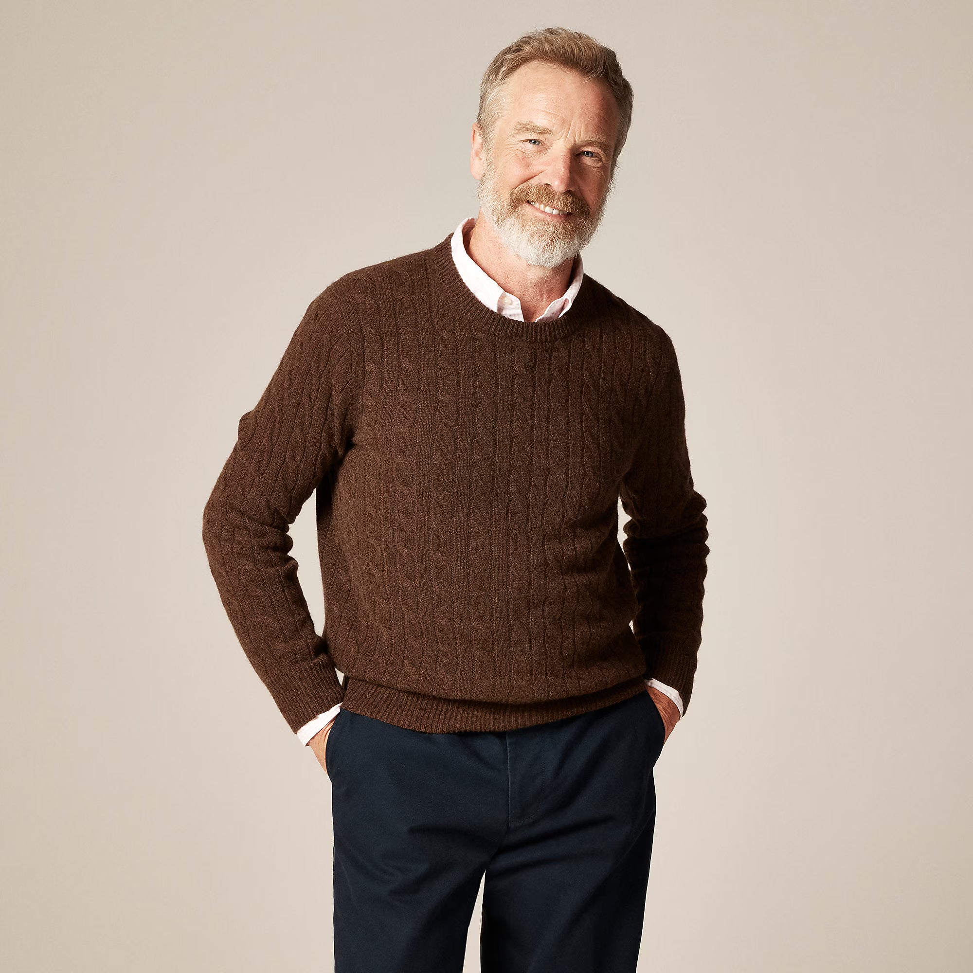 Classic Cashmere Cable-Knit Sweater — 100% Cashmere, Custom Fit & Name Embroidery