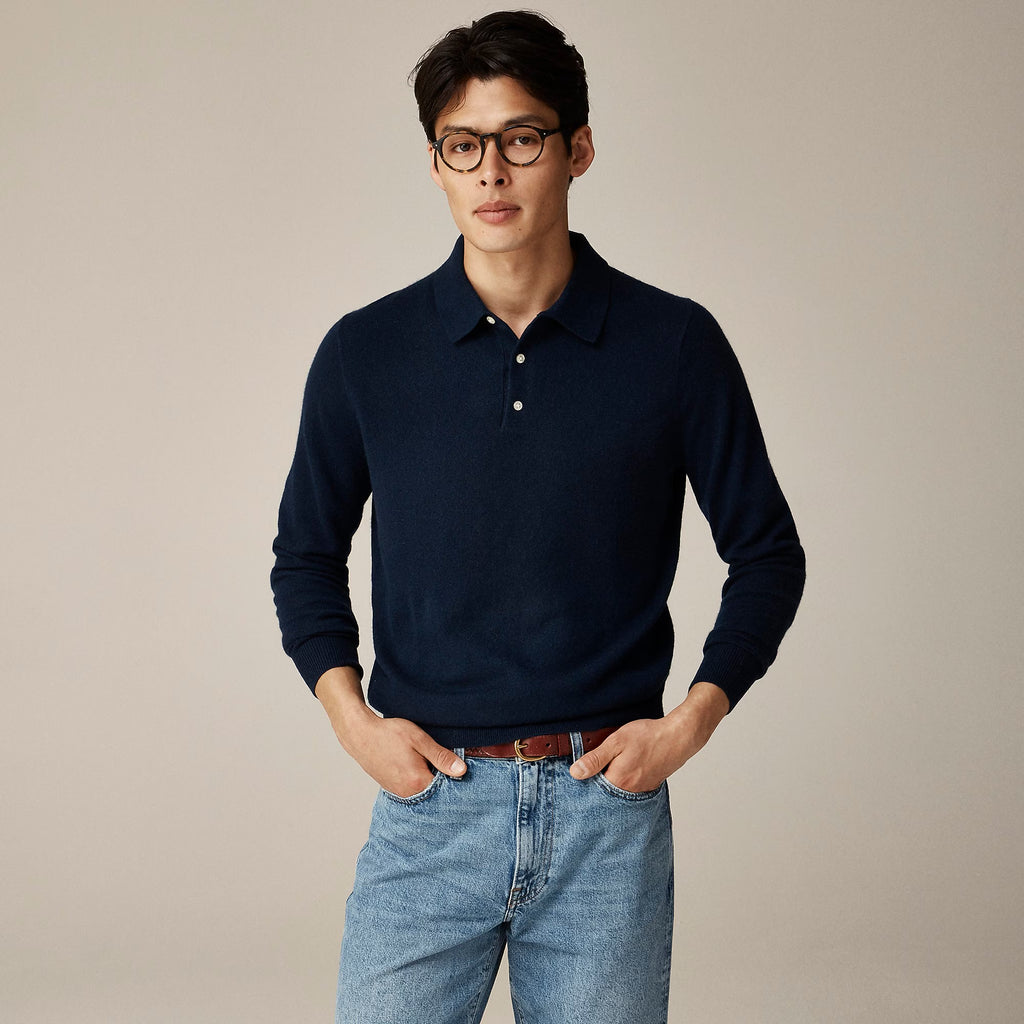 Cashmere Collared Sweater-Polo — 100% Cashmere, Tailored Fit & Custom Embroidery