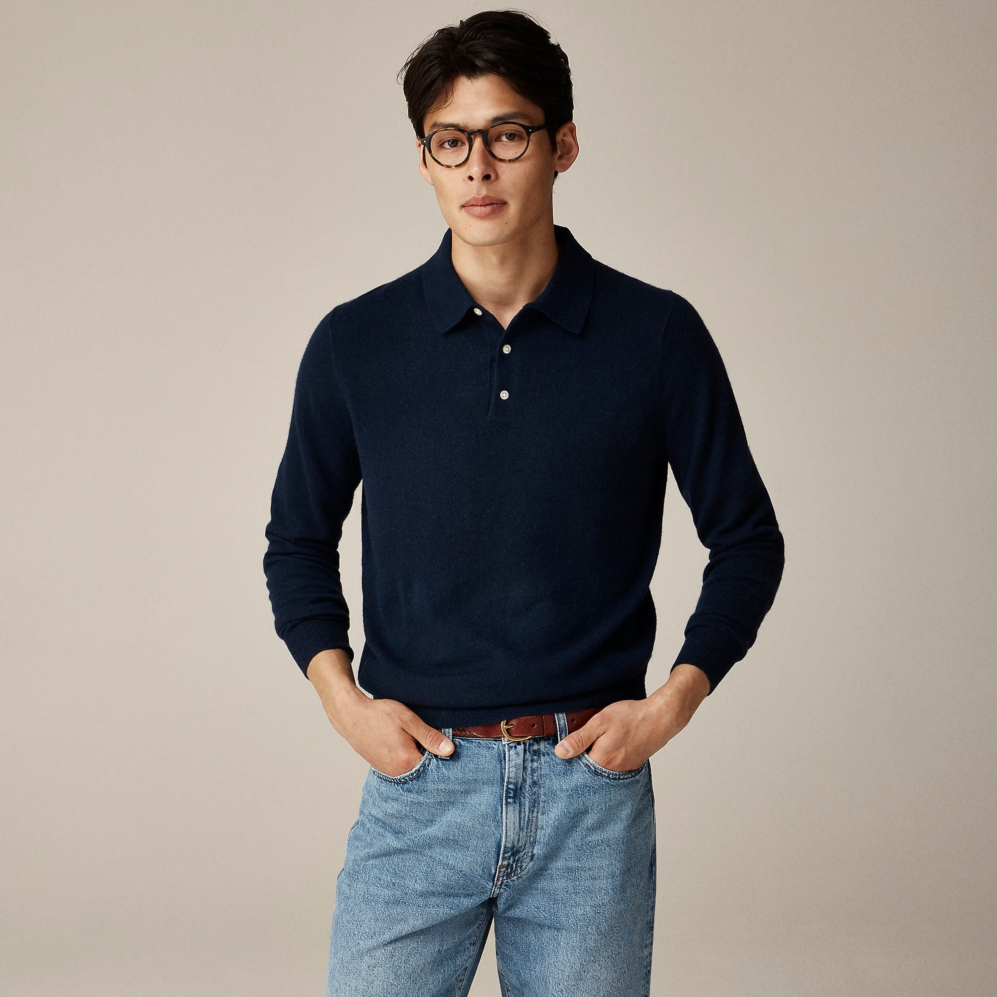 Cashmere Collared Sweater-Polo — 100% Cashmere, Tailored Fit & Custom Embroidery