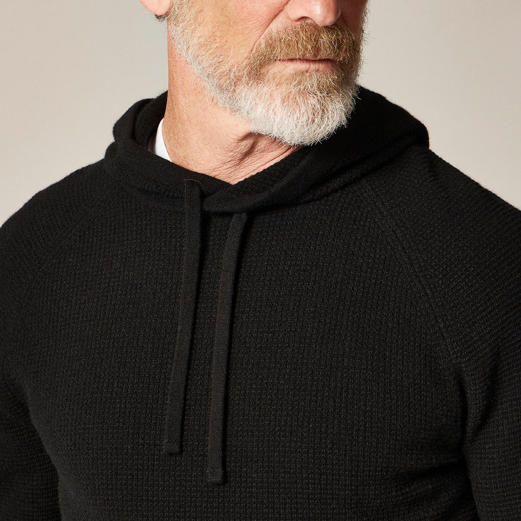 Cashmere Waffle Hooded Sweater — 100% Cashmere, Made-to-Measure & Personalized Embroidery