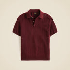 Short-Sleeve Cashmere Cable-Knit Sweater-Polo — Lightweight Luxury Knit