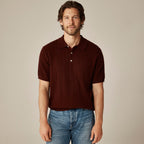Short-Sleeve Cashmere Cable-Knit Sweater-Polo — Lightweight Luxury Knit