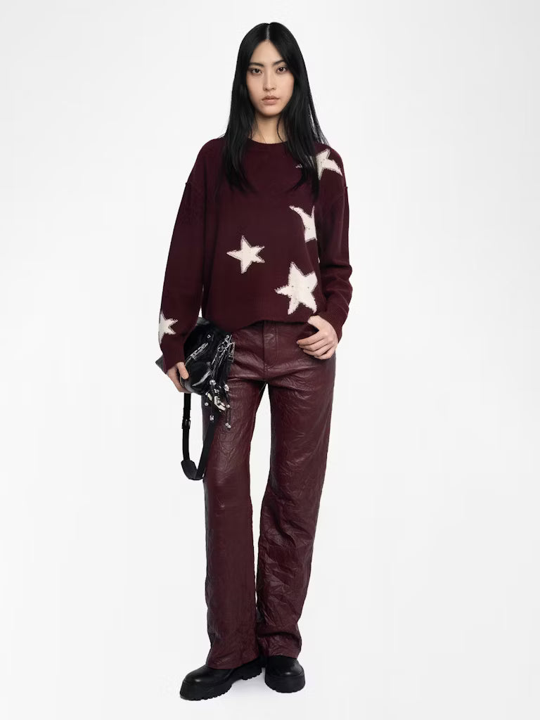 Star Jacquard 100% Cashmere Sweater — Personalized & Hand-Embroidered