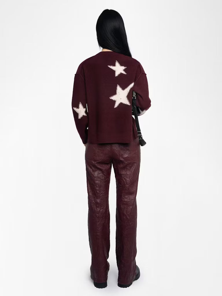 Star Jacquard 100% Cashmere Sweater — Personalized & Hand-Embroidered