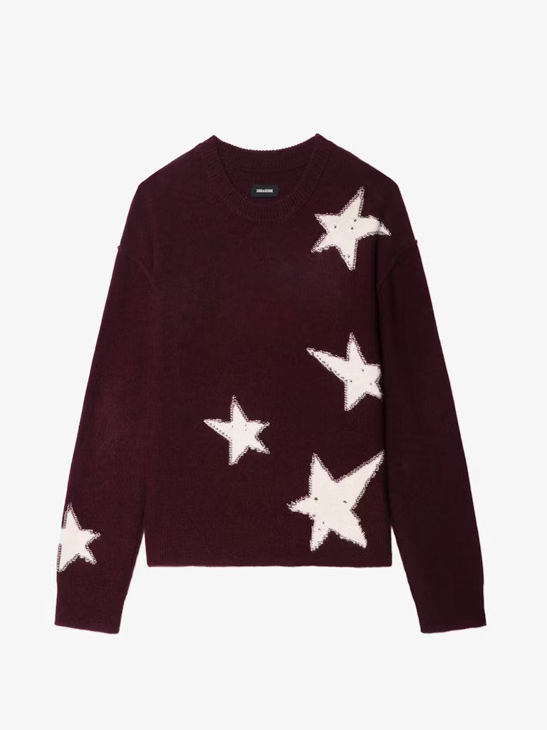 Star Jacquard 100% Cashmere Sweater — Personalized & Hand-Embroidered