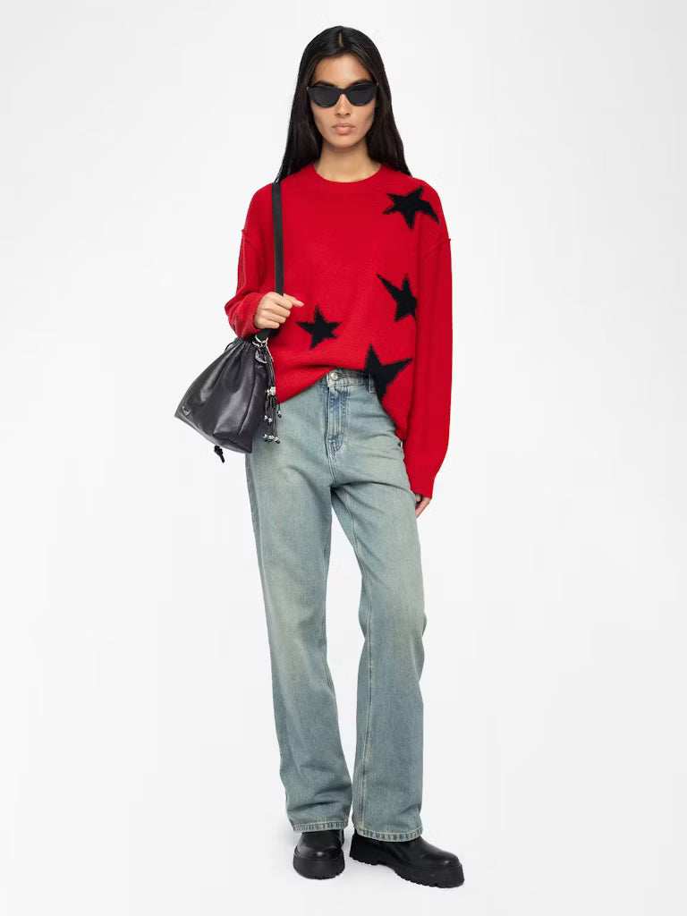 Star Jacquard 100% Cashmere Sweater — Personalized & Hand-Embroidered