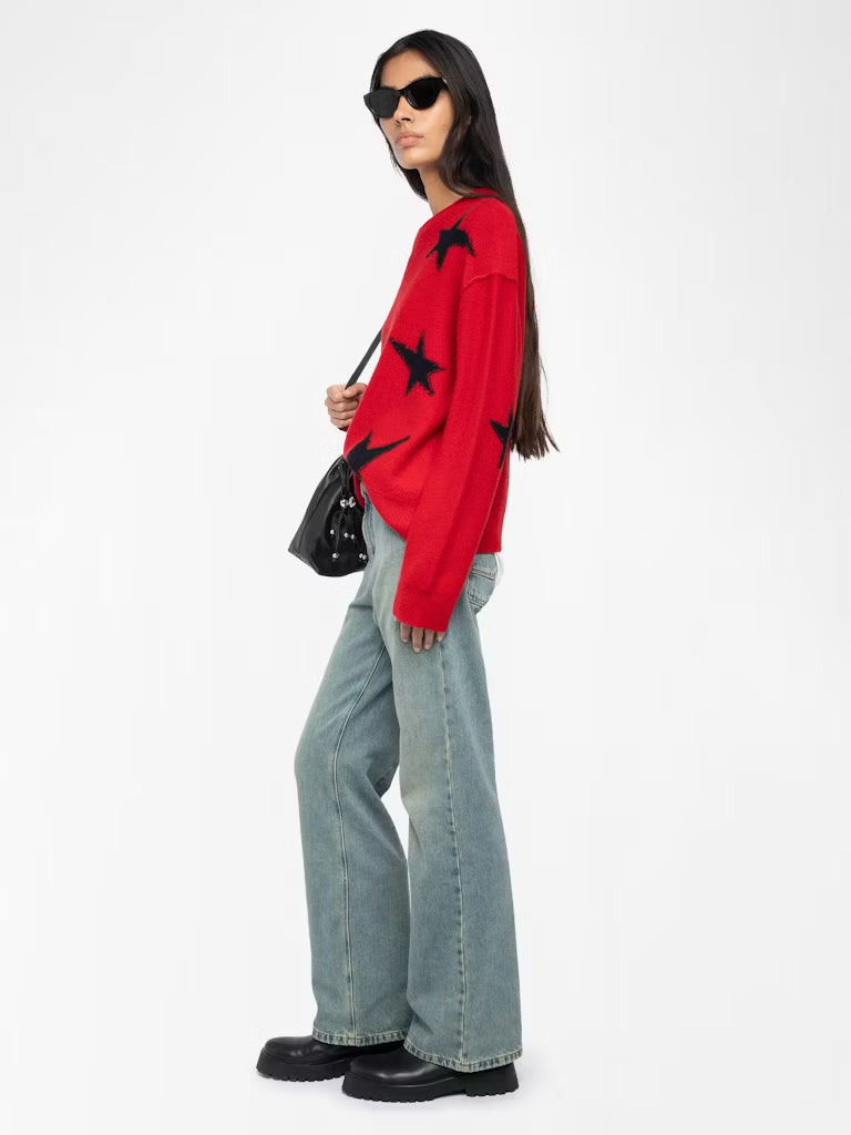 Star Jacquard 100% Cashmere Sweater — Personalized & Hand-Embroidered