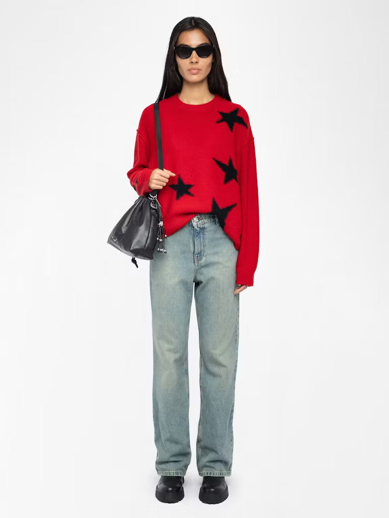 Star Jacquard 100% Cashmere Sweater — Personalized & Hand-Embroidered