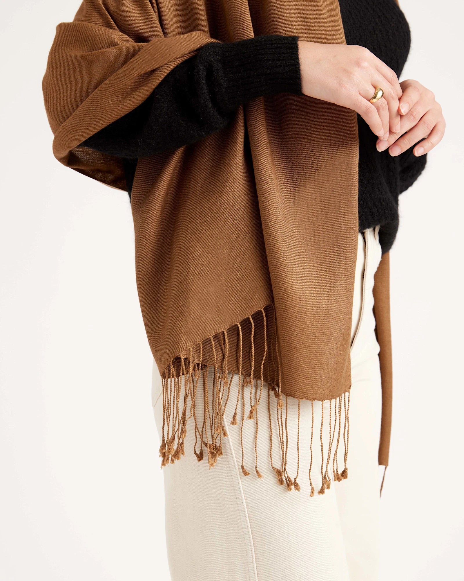 Featherweight Cashmere Silk Fringe Scarf — 100% Pure Cashmere & Silk Blend, Custom Embroidery