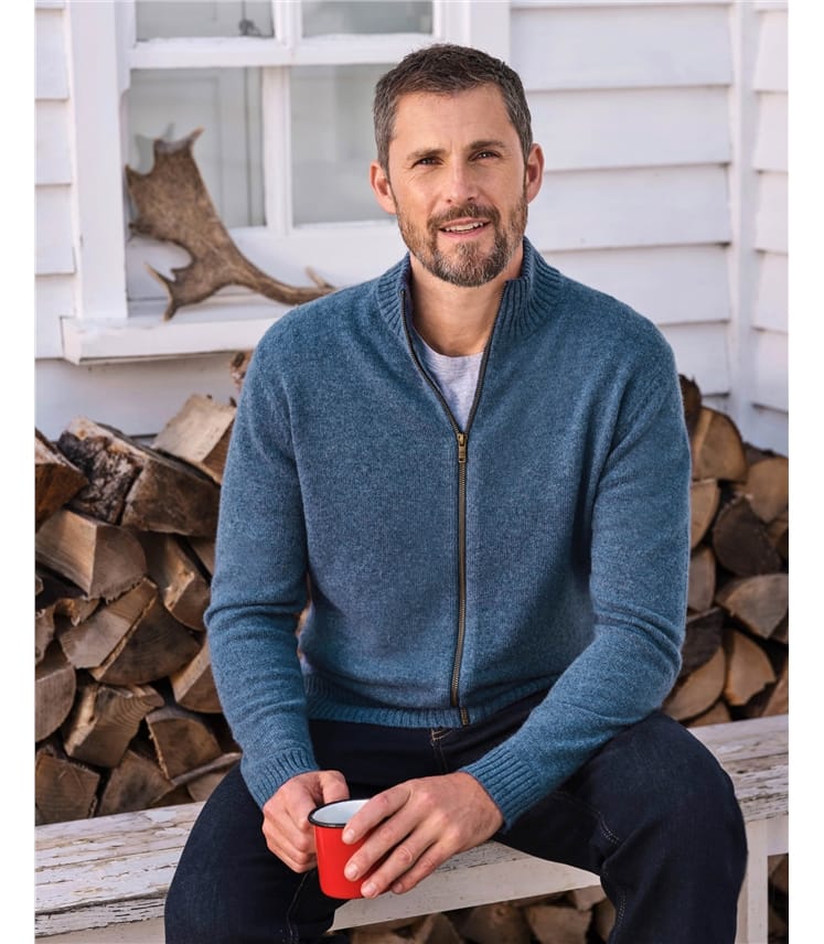 Mens Cashmere Lincoln Zipper Cardigan