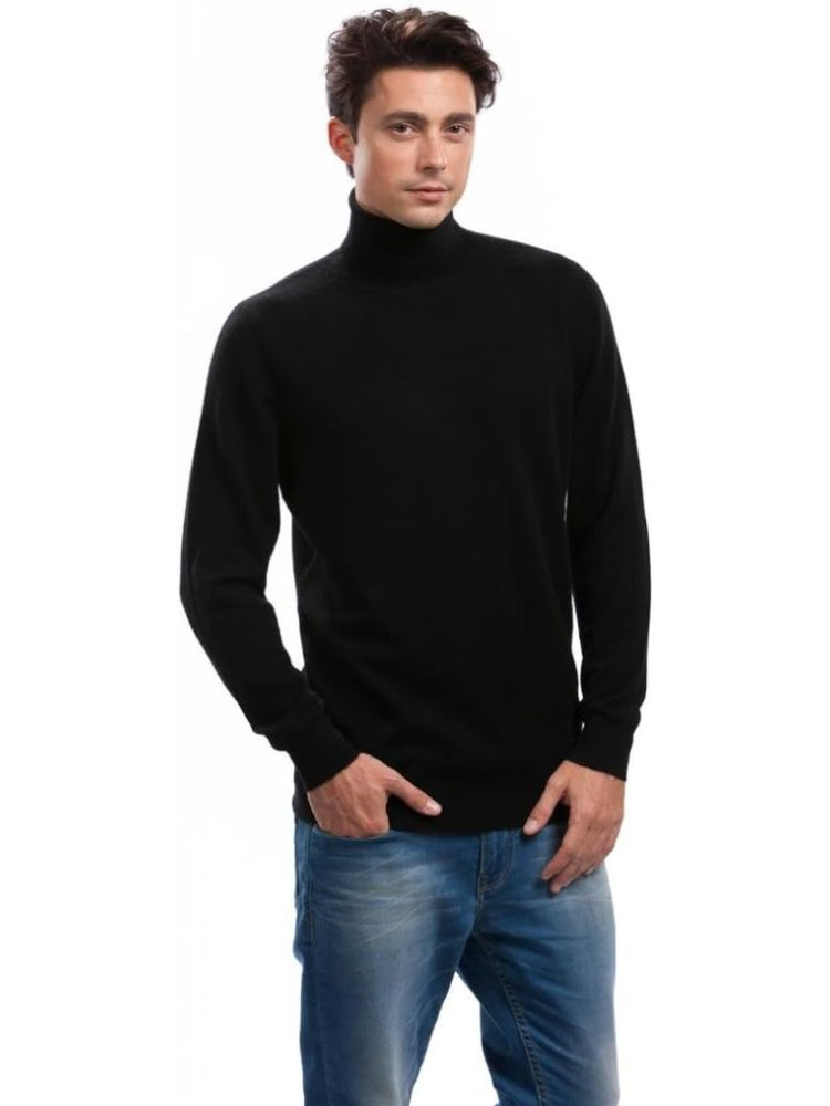 Men's Turtleneck Sweater - 100% Cashmere Long Sleeve Timeless Pullover Fitted