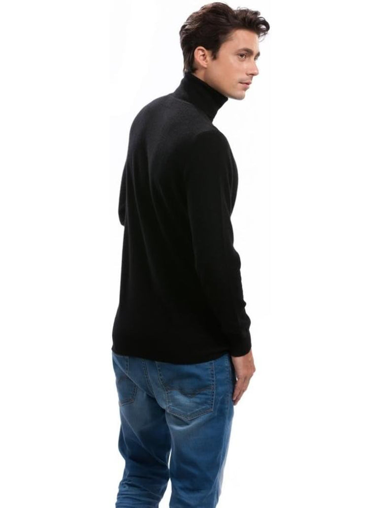 Men's Turtleneck Sweater - 100% Cashmere Long Sleeve Timeless Pullover Fitted