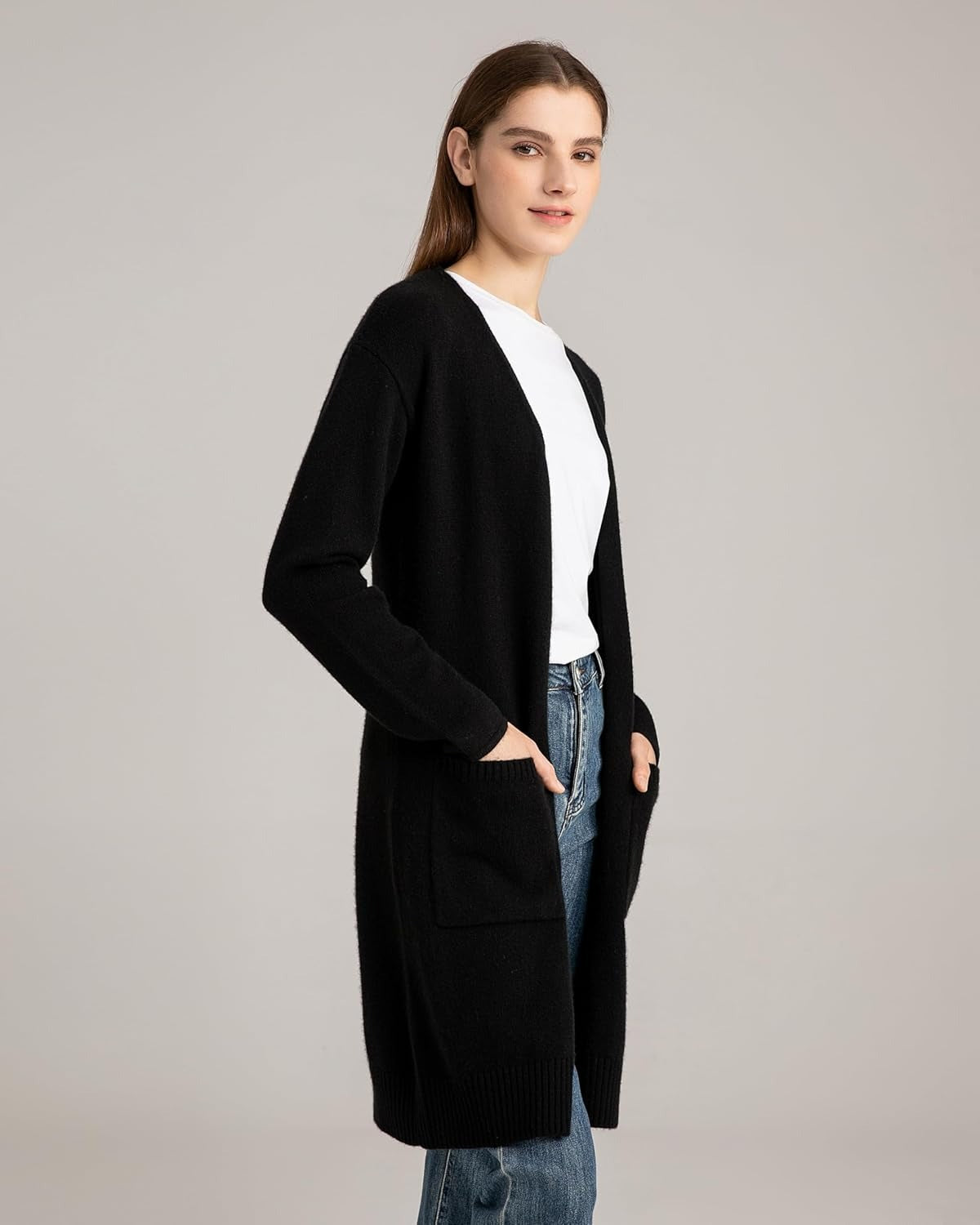 Long Sweater Cardigan Women 100% Pure Cashmere Cardigan with Pockets Cashmere Cardigans for Women