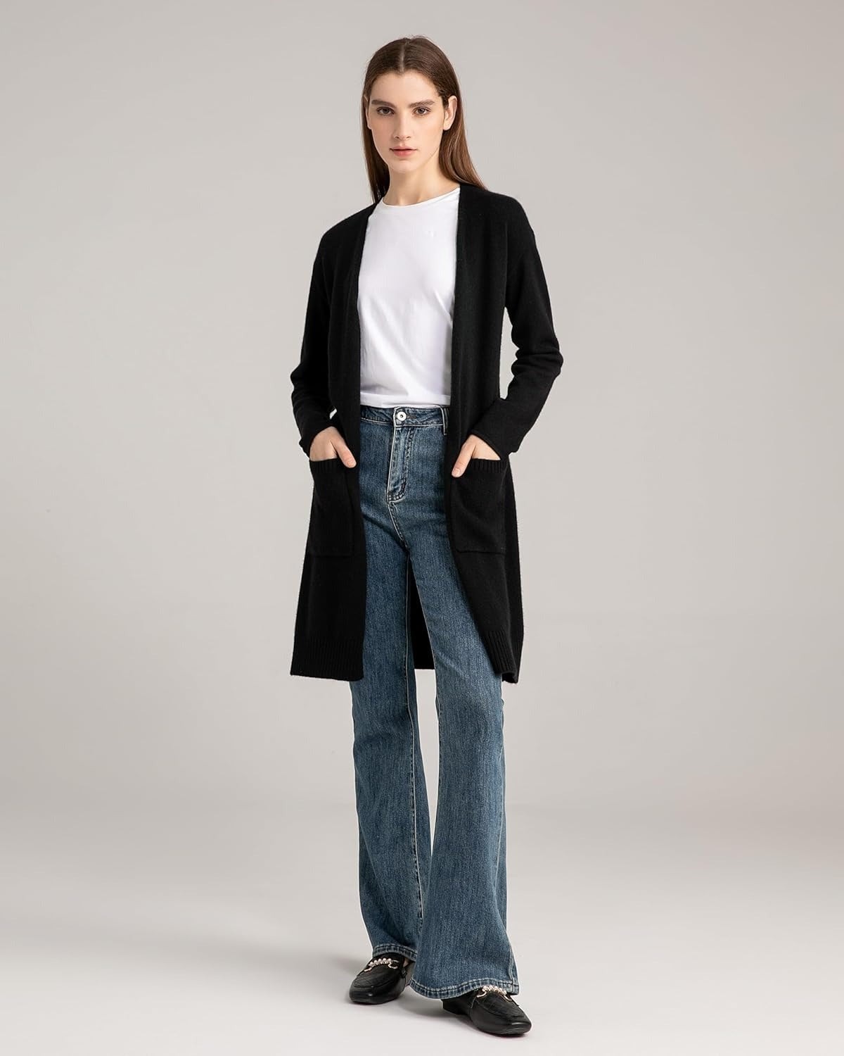 Long Sweater Cardigan Women 100% Pure Cashmere Cardigan with Pockets Cashmere Cardigans for Women