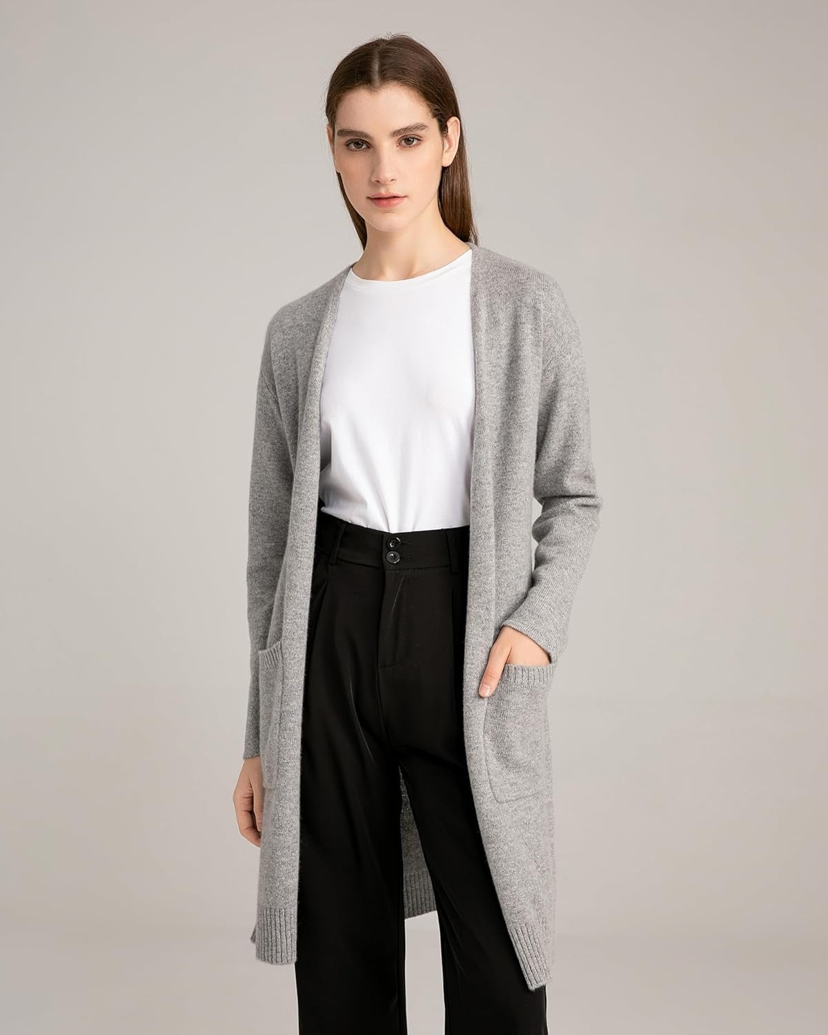 Long Sweater Cardigan Women 100% Pure Cashmere Cardigan with Pockets Cashmere Cardigans for Women
