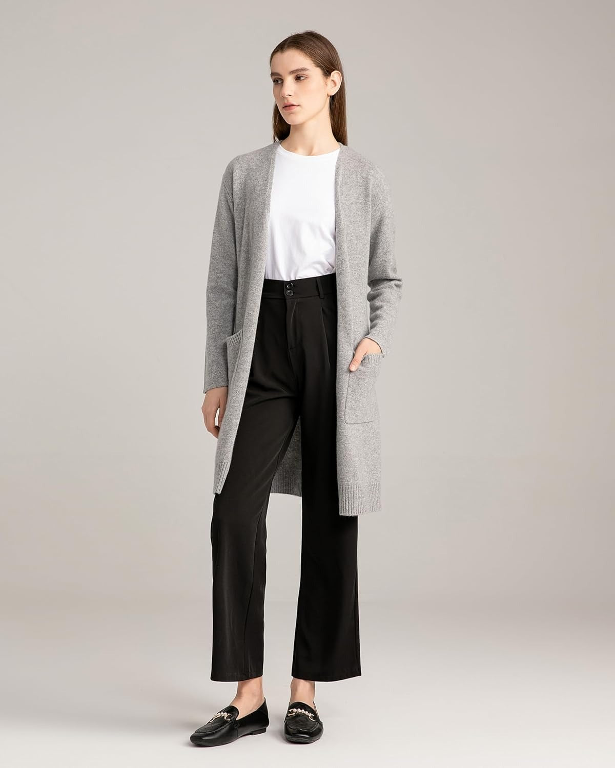 Long Sweater Cardigan Women 100% Pure Cashmere Cardigan with Pockets Cashmere Cardigans for Women