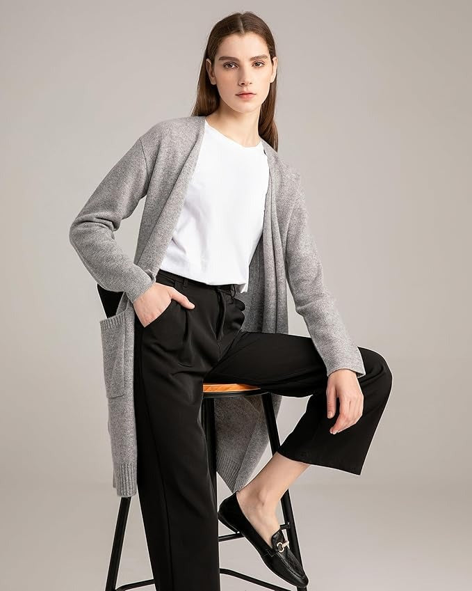 Long Sweater Cardigan Women 100% Pure Cashmere Cardigan with Pockets Cashmere Cardigans for Women