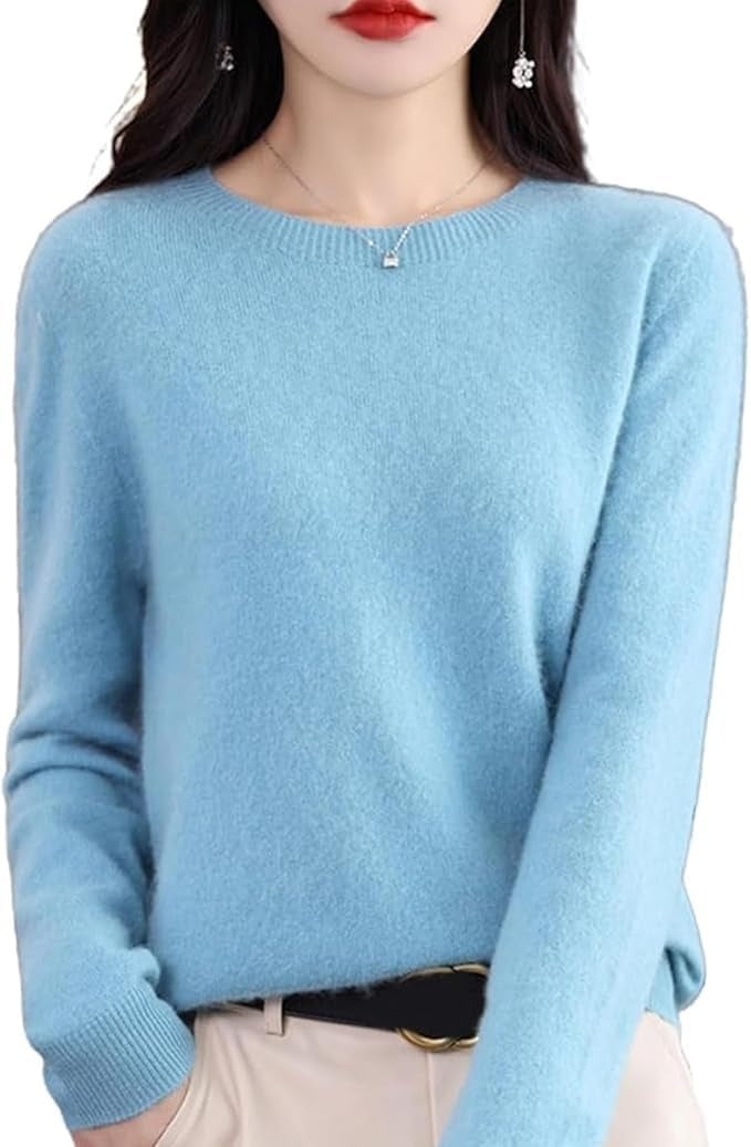 100% Cashmere Crew Neck Long Sleeve Soft Pullover Sweater Women's Cashmere Sweater