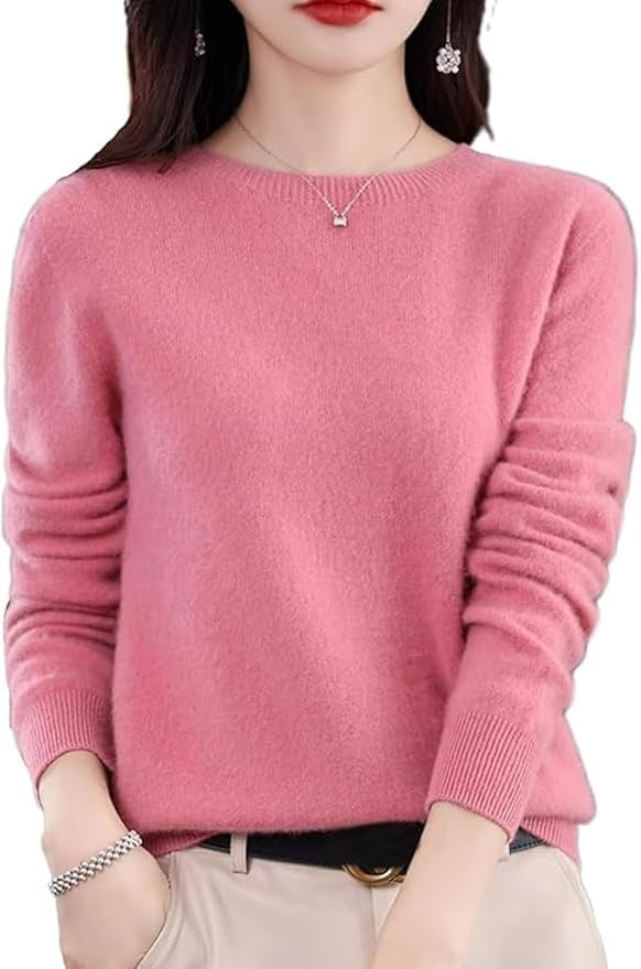 100% Cashmere Crew Neck Long Sleeve Soft Pullover Sweater Women's Cashmere Sweater