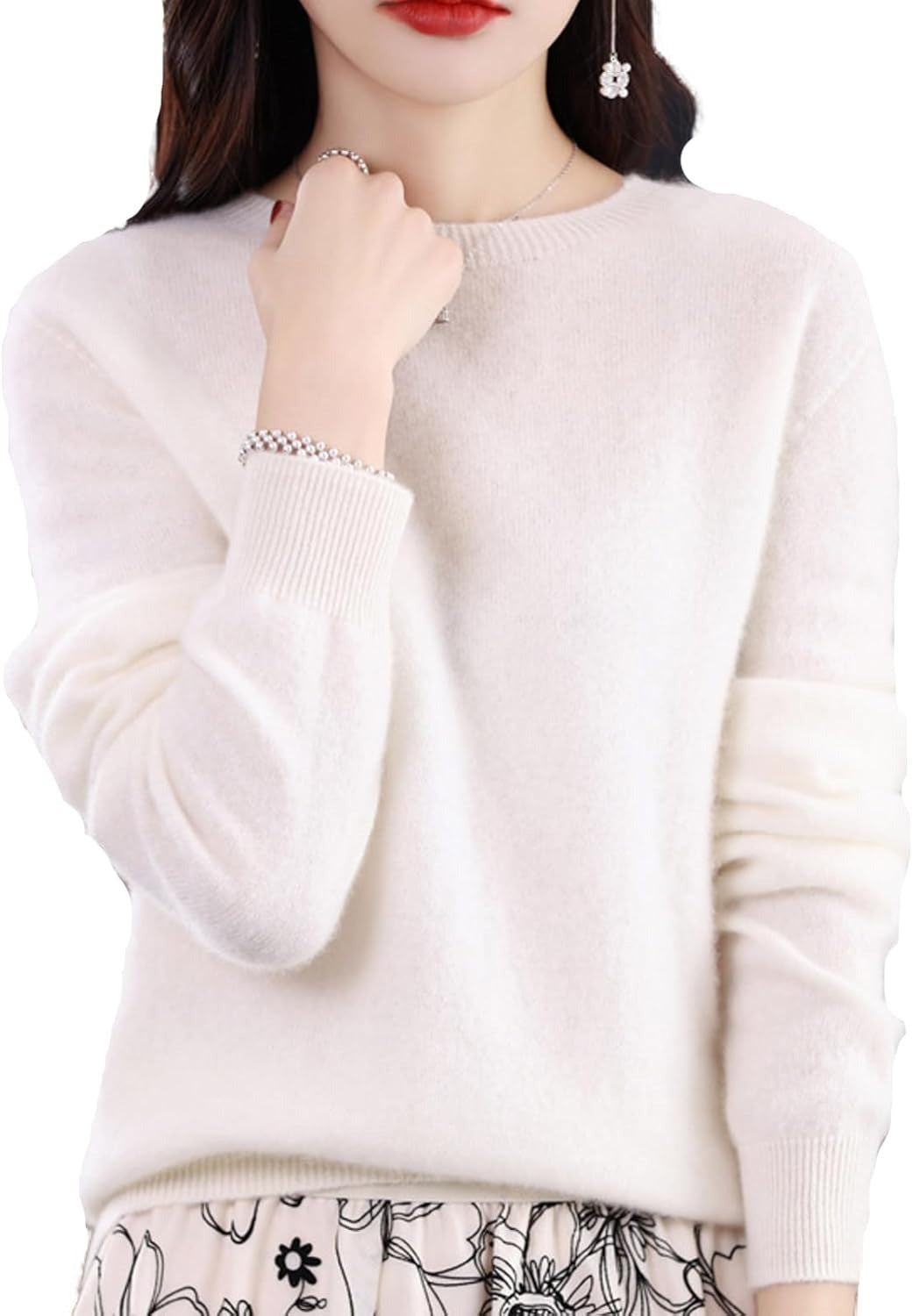 100% Cashmere Crew Neck Long Sleeve Soft Pullover Sweater Women's Cashmere Sweater