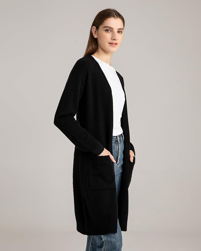 Long Sweater Cardigan Women 100% Pure Cashmere Cardigan with Pockets Cashmere Cardigans for Women