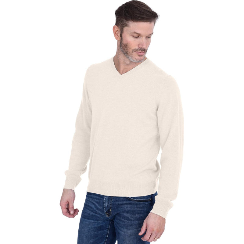Men’s Basic V-Neck Sweater 100% Pure Cashmere Long Sleeve Classic Pullover